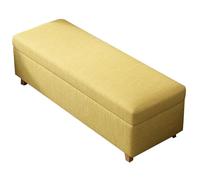 Banco de almacenamiento tapizado amarillo, asiento de entrada de 31.5 pulgadas con contenedor, ideal para sala de estar, dormitorio, pasillo, solución de muebles elegante y funcional
