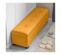 Banco de almacenamiento tapizado amarillo para dormitorio, otomana extra larga de piel sintética de 100 cm con amplio contenedor de almacenamiento, muebles de entrada elegantes, decoración moderna del