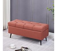 Banco de almacenamiento tapizado de lujo, banco de almacenamiento de tela con mechones, taburete reposapiés acolchado para muebles de dormitorio y sala de estar, banco de almacenamiento de zapatos de