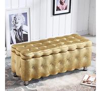 Banco de almacenamiento tapizado de terciopelo con botones de cristal, banco de zapatos multifuncional con cómodo reposapiés para sala de estar y dormitorio, elegante decoración del hogar, solución de