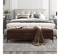 Banco de almacenamiento tapizado de terciopelo de alta calidad, otomana con cajones, muebles de entrada, color marrón, 100 x 40 x 43 cm, solución de almacenamiento elegante y funcional