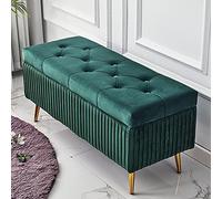 Banco de almacenamiento tapizado en terciopelo de lujo, mueble de decoración premium, banco de cama, otomana de almacenamiento, cómodo banco de zapatos, reposapiés para la entrada de la sala