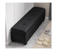 Banco de almacenamiento tapizado extra largo para dormitorio, piel sintética negra, almacenamiento de gran capacidad, elegante mueble de entrada, contenedor Panca de 100 cm para decoración del hogar