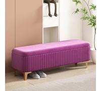 Banco de almacenamiento tapizado moderno con patas doradas, otomana de entrada larga para pasillo, reposapiés y contenedor, amplia solución de almacenamiento (63 x 15.7 x 15.7 pulgadas)