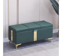 Banco de almacenamiento tapizado moderno para dormitorio y entrada, otomana de terciopelo verde oscuro con tapa abatible, mueble elegante y funcional para sala de estar o final de cama