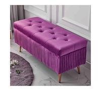 Banco de almacenamiento tapizado morado con patas de metal dorado, otomana rectangular para entrada, sala de estar, dormitorio, pasillo, 150 x 40 x 45 cm, muebles elegantes y funcionales