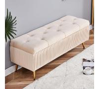 Banco de almacenamiento tapizado, otomana moderna de terciopelo con patas de metal dorado para entrada, sala de estar, comedor, asientos elegantes y solución de almacenamiento