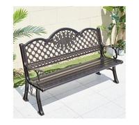 Banco de aluminio para parque al aire libre, silla de patio de aluminio fundido para jardín, balcón y uso libre, muebles de jardín marrón duraderos, perfectos para relajarse al aire libre
