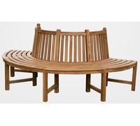 Banco de árbol male 180° con respaldo de teca madera marrón 44x203x90 cm