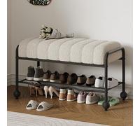 Banco de calzado de estilo moderno con asiento acolchado para la entrada y sala de estar, un estante de zapato pequeño y banco de almacenamiento para el pasillo - Diseño de casa de campo (negro, 100