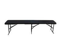 Banco de camping plegable Alan (183 x 28 x 43 cm, HDPE/Acero, Negro)