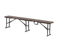 Banco de camping plegable Wood (180 x 28 x 43 cm, HDPE/Acero, Marrón)