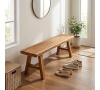 Banco de comedor de madera rústica de granja, banco de entrada delgado, sin brazos y diseño de altura corta, madera maciza para uso en interiores, perfecto para espacios pequeños, almacenamiento