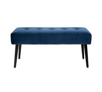 Banco de diseño capitoné de terciopelo azul noche y metal negro 95 cm GUESTA