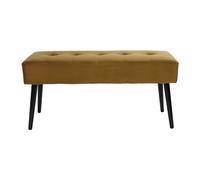 Banco de diseño capitoné de terciopelo color bronce y metal negro 95 cm GUESTA