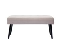 Banco de diseño capitoné de terciopelo color topo y metal negro 95 cm GUESTA