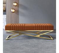 Banco de dormitorio tapizado de terciopelo moderno con base de metal, elegante para entrada, almacenamiento de zapatos, recepción, silla de oficina, reposapiés interior para sala de estar, 80 x 38 x