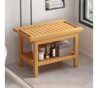 Banco de ducha con estante y asas, taburete versátil para interiores y exteriores y zapatero para baño y patio