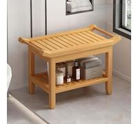 Banco de ducha con estante y asas, taburete versátil para interiores y exteriores y zapatero para baño y patio