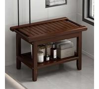 Banco de ducha con estante y asas, taburete versátil para interiores y exteriores y zapatero para baño y patio