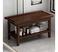 Banco de ducha de bambú con estante de almacenamiento, reposapiés para interiores y exteriores, asas para un fácil movimiento, diseño plano, elegante organizador de baño para ducha y spa