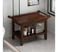 Banco de ducha de bambú con estante de almacenamiento, reposapiés para interiores y exteriores, asas para un fácil movimiento, diseño plano, elegante organizador de baño para ducha y spa