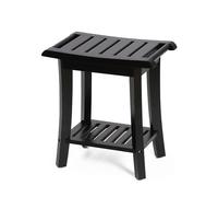 Banco de ducha de bambú con estante de almacenamiento - Taburete de bañera de spa antideslizante para baño, salón, jardín - Ideal para personas mayores y familias