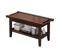 Banco de ducha de madera de 2 niveles con asas y diseño de ahorro de espacio para personas mayores y mujeres embarazadas, tamaño 60-80 cm