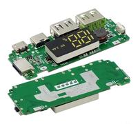 Banco de energía con pantalla digital, PCB verde con puertos USB duales 5 V 2.4 A 1 A, convertidor de impulso para capacidad de 20000 mAh, placa de carga de protección de sobrecarga para soluciones de