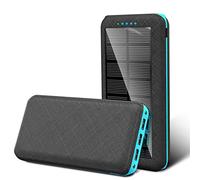 Banco de energía de 10 W, Cargador inalámbrico rápido Qi, 10 000/20 000 mAh, batería Externa Solar PD USB, Resistente al Agua, para iOS y Android, Azul, 20 000 mAh