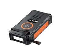 Banco de energía de batería solar - Cargador de manivela con paneles plegables, salida inalámbrica, luz LED | Compass alarma SOS incorporada para ciclistas, senderismo, camping, s