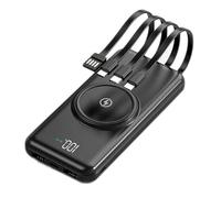 Banco de energía de Emergencia de Gran Capacidad Viene con teléfono móvil de Gran Capacidad de Cuatro Hilos Fuente de alimentación móvil Conveniente, Negro, 20000mAh