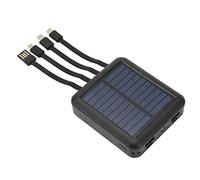 Banco de Energía para Teléfono Solar de 20000 MAh, Banco de Energía Solar Portátil a Prueba de Agua con Cable de Carga para Exteriores, 2xUSB C, Puerto Micro USB (Negro)