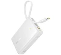 Banco de energía Pego con pantalla digital 10 000 mAh 45 W cable USB-C (blanco) - BASEUS
