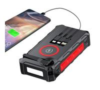 Banco de energía solar, banco de energía de manivela con luz LED, estación de carga inalámbrica plegable con alarma SOS integrada, herramienta de navegación con brújula, batería portátil para