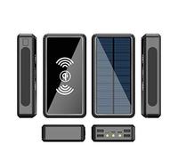 Banco de energía Solar, Cargador portátil de 100000 mAh, batería Externa inalámbrica de 10 W, 5 Salidas y 4 entradas, Cargador Solar, batería de Respaldo for teléfono Android, Linterna LED.(D)