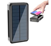 Banco de energía solar - Cargador solar portátil | Cargador de teléfono 30000MAh, luz LED de gran capacidad para acampar, picnic al aire libre, camping, negro, Se référer au descriptif, Consulte la