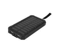 Banco de Energía Solar Cargador Solar Portátil de para Tabletas de Teléfonos Celulares Cargador de Batería de Respaldo Externo USB Doble con Linterna LED para Emergencia Cámping(Negro)