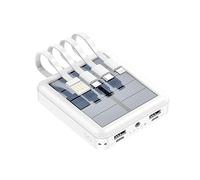Banco de energía solar ligero de 20000 mAh, cargador solar de alta capacidad con 4 entradas y 2 salidas USB, cargador solar al aire libre, banco de energía (blanco)
