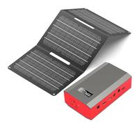 Banco de energía solar portátil con toma de CA de 65 W y 110 V, batería externa de 24000 mAh, cargador portátil para laptop con panel solar plegable de 30 W para dispositivos inteligentes al aire