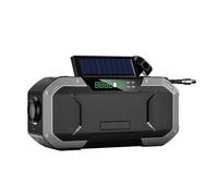 Banco de energía USB Solar Multifuncional portátil de 5000 mAh con generación de energía Manual y búsqueda automática de Canales for Radio de Emergencia para Acampar(Grey)