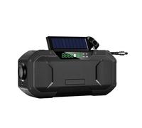 Banco de energía USB Solar Multifuncional portátil de 5000 mAh con generación de energía Manual y búsqueda automática de Canales for Radio de Emergencia para Acampar(Nero)