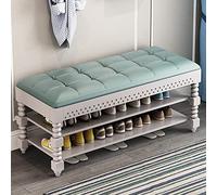 Banco de entrada acolchado de cuero con patas acrílicas, banco de almacenamiento de zapatos de 2 niveles con parte superior elevadora, nizador de zapatos rústico para entrada, 90 x 30 x 48 cm