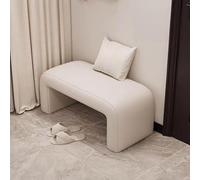 Banco de entrada con arco de madera con telas opcionales, elegante zapatero tapizado para sala de estar, dormitorio, pasillo, 100 cm, color blanco A