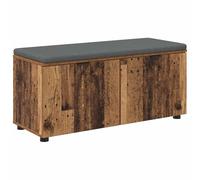 Banco de Entrada con Cojín, Madera de Ingeniería y Tela, 100x38x46 cm, | Pies ajustables, asas negras, estantes para zapatos, asiento cómodo, diseño minimalista, fácil mantenimiento