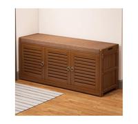 Banco de entrada de casa de campo para almacenamiento de zapatos con cojín de asiento y diseño de puerta, banco de zapatos para dormitorio (70 x 33 cm)