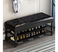 Banco de entrada de cuero acolchado con patas acrílicas, almacenamiento de zapatos de 2 niveles con parte superior elevable, organizador de zapatos rústico para entrada, 70 x 30 x 48 cm