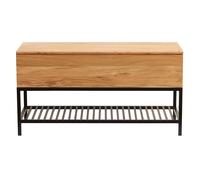 Banco de entrada de estilo industrial con espacio de almacenaje de acacia maciza y metal negro SORG