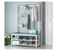 Banco de Entrada de Estilo Industrial con Perchero y 8 Compartimentos de Almacenamiento - Zapatero Multifuncional de Metal Adecuado para Sala de Estar, Dormitorio y Pasillo - Fácil de Montar