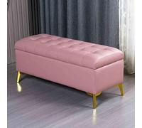 Banco de entrada de estilo rústico con almacenamiento rectangular rosa para dormitorio, elegante solución de decoración del hogar, 120 x 40 x 43 cm, ahorro de espacio para interiores elegantes